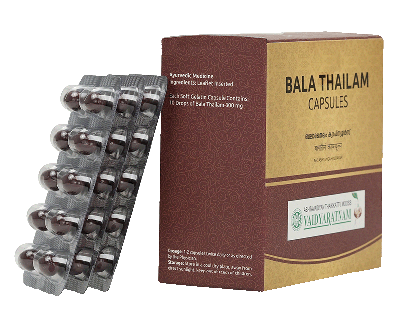 Buy Bala Thailam Soft Gel Capsule 100 NOS - Vaidyaratnam