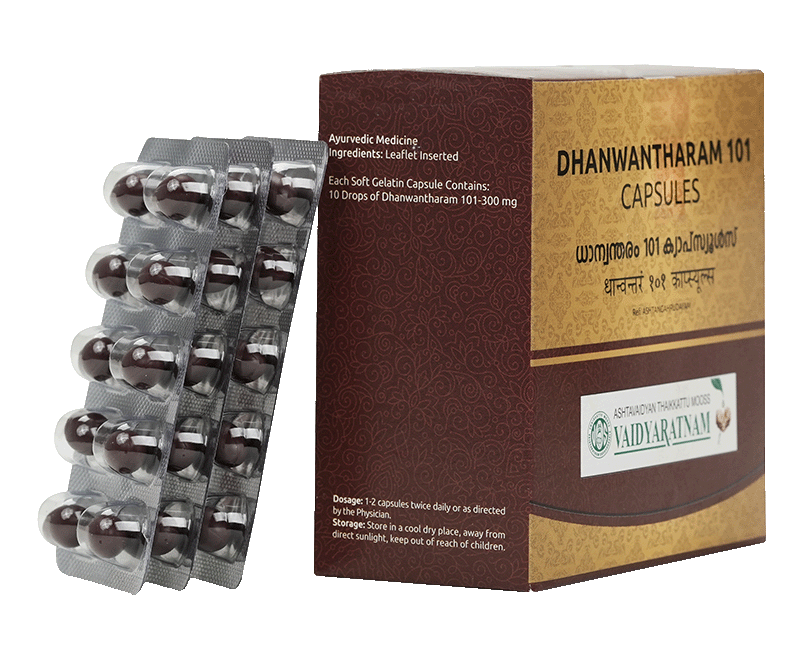 Order 101 Dhanwantharam Soft Gel Capsule 100 NOS - Vaidyaratnam
